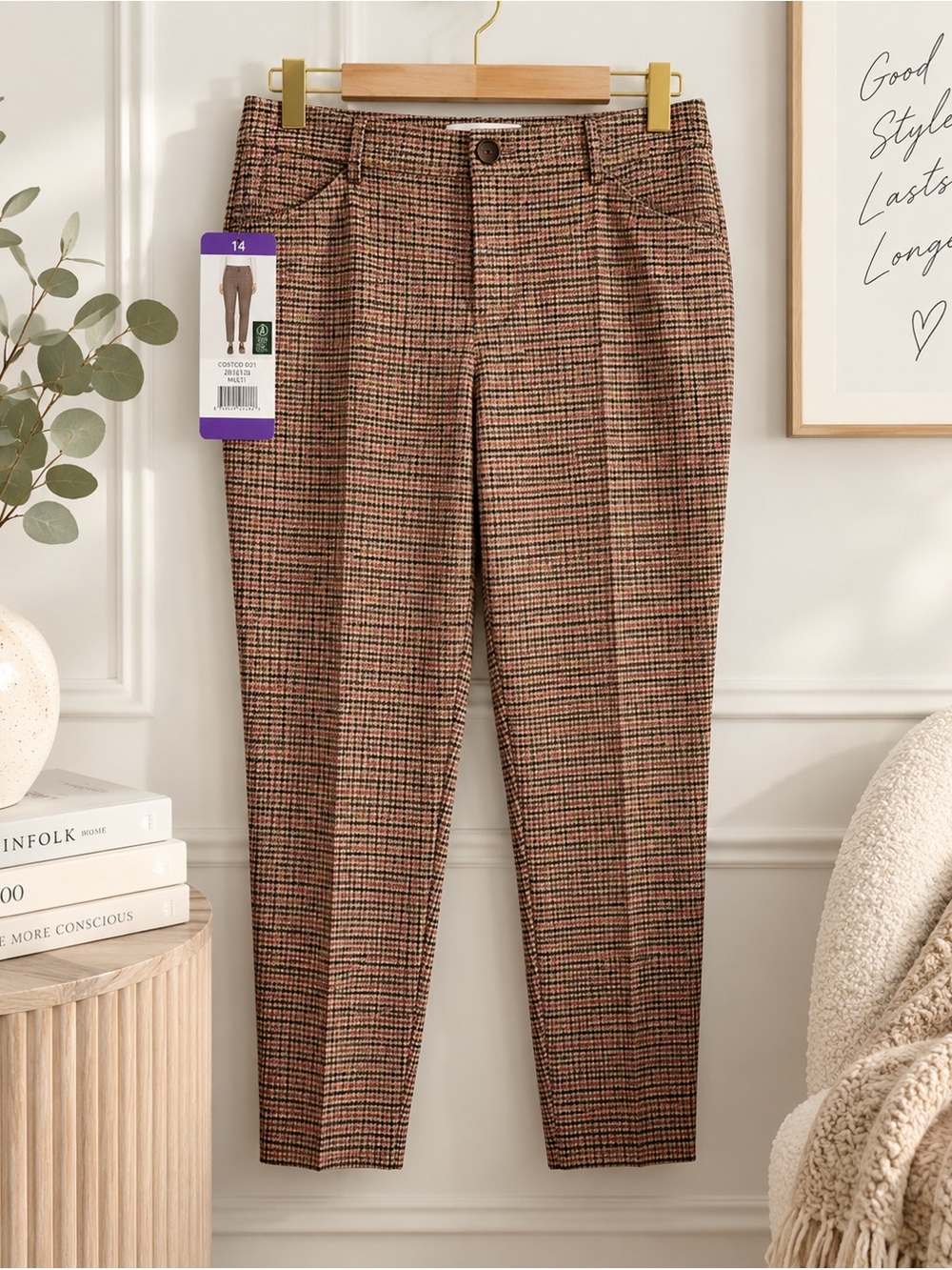 UP! Pants NWT Plaid Houndstooth Ankle Pants Size 14
